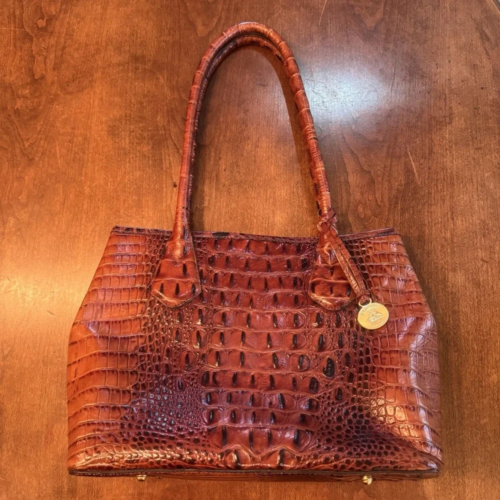 BRAHMIN MELBOURNE OR ANYTIME TOTE CROCODILE SHOULDER BAG GREAT COND - Picture 2 of 16
